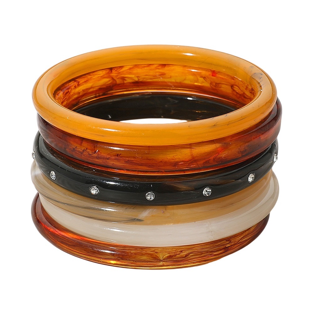 Resin Bangle Set in Amber, Cream, and Black - Picture 4 of 4